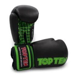 TOP TEN Fight Boxing Gloves Black/Green 10oz