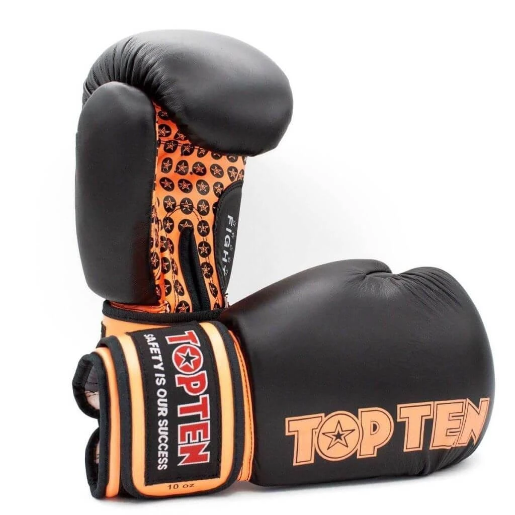 TOP TEN Fight Boxing Gloves Black/Orange 10oz