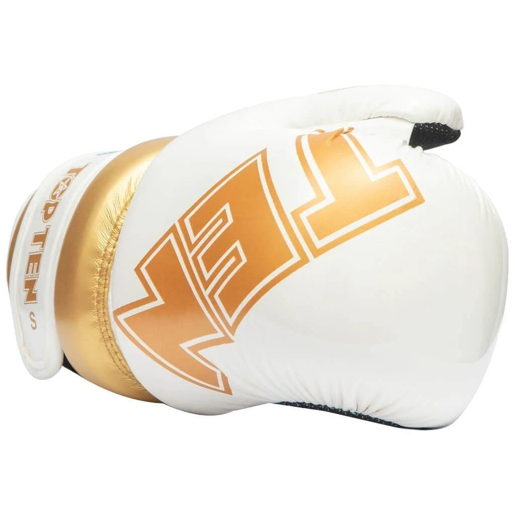 TOP TEN Glossy Block Pointfighter Gloves White/Gold - Image 2