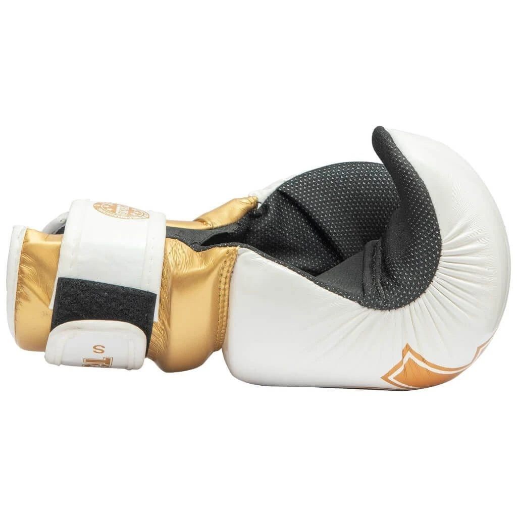 TOP TEN Glossy Block Pointfighter Gloves White/Gold - Image 3