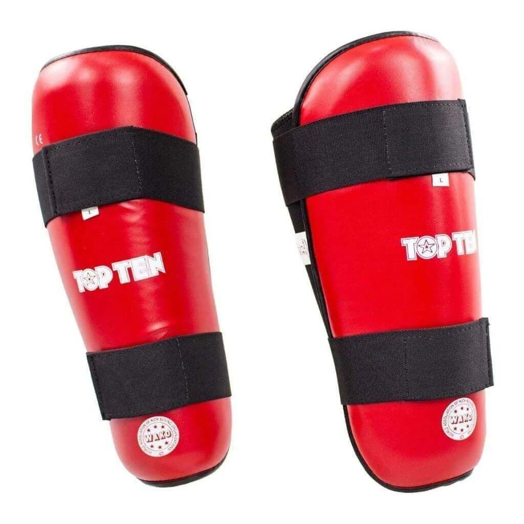 TOP TEN WAKO Shin Guard Red